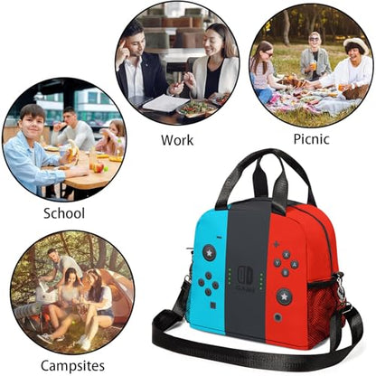 Gamer Lunch Bag Reusable Insulated Lunch Box Large Capacity Meal Tote for Kids Boys Girls Cooler Bag Waterproof Adjustable Shoulder Strap Gamepad Lunch Tote for Work School Picnic Travel Hiking - color: Game02