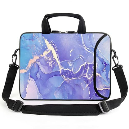 15.6" laptop sleeve chromebook case adjustable shoulder strap with handle accessory pocket (Purple) - color: Purple