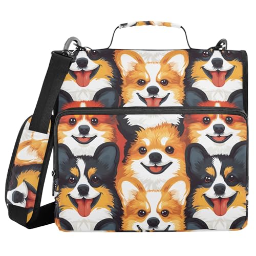 3 Ring Zipper Binder Cute Cartoon Dog Binders Bag with Shoulder Strap 500 Sheets Paper Organizer Trapper Keeper Documents Storage File Folder for School Office - color: A110