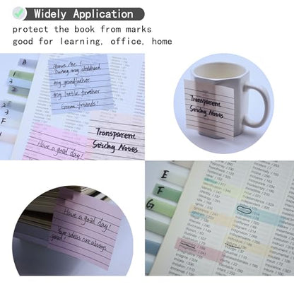 YOUDEFUL 800Pcs Transparent Sticky Notes, 3"x3" Clear Sticky Notes with Lined, Waterproof Translucent Sticky Note Pads for Books Annotation, Clear Post it Notes for Bible Study, School, Office - size: Square Line