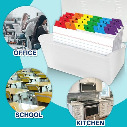 Chell 3"x5" Index Card Dividers, A-Z Tabbed, with Blank Stickers, 1 Set | Bright Colors, Heavyweight, Made of 110 lb. Cover Weight Paper, Alphabetical, Blank Stickers - size: 3"x5"