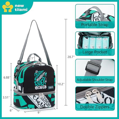 NEW TILAMI Kids Lunch Bag Double Insulated for tilami Rolling Backpack Girls Boys forTravel School Picnic, Vibrant Teal - color: Vibrant Teal