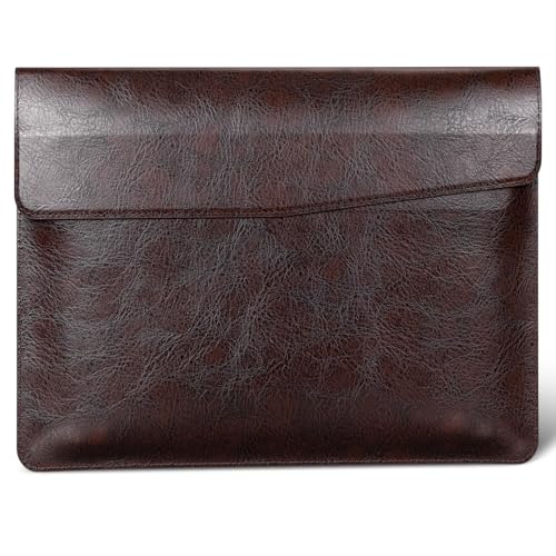 14 Inch Leather Laptop Sleeve for MacBook Pro 14 Inch M5 M4 M3 M2 M1 Pro/Max Case,Premium Protective Case Cover with Magnetic Closure-Vintage Mocha Brown - color: Mocha Brown, size: For MacBook 14"