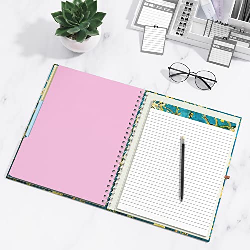 Rimilak Spiral Clipboard Folio with Refillable Lined Notepad, 14.5 x 9.8 in, Hardcover Cover with 5 Interior Pockets, Elastic Band and Pen Loop Series. Cute Stylish Clipfolio, Almond Tree - color: Almond Tree