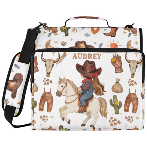 Cowgirl Wild West Running Horse Zipper Binder Bag 3 Ring, Expanding File Organizer Padded 14" Laptop Sleeve, Portable Document Organizer Bag Pouch for Home, College, Office Supplies - color: Option a