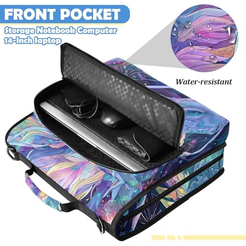 Dragon Head Zipper Binder Bag 3 Ring Binder with Shoulder Strap Zip Multi Pockets Portfolio Bags Capacity Up 500 Sheets for School Office Supplies - color: Glowing Pastel Dragon Head Nebula Artwork
