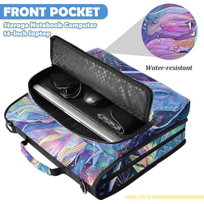 Dragon Head Zipper Binder Bag 3 Ring Binder with Shoulder Strap Zip Multi Pockets Portfolio Bags Capacity Up 500 Sheets for School Office Supplies - color: Glowing Pastel Dragon Head Nebula Artwork