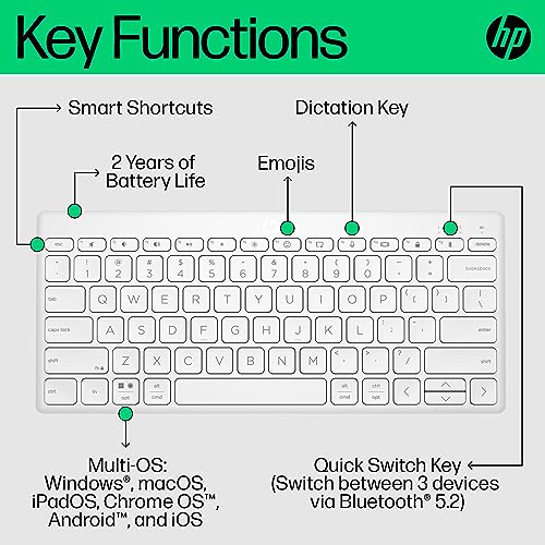 HP 350 BT Multi-Device Keyboard White - color: Pike Silver, style: BT Keyboard