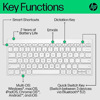 HP 350 BT Multi-Device Keyboard White - color: Pike Silver, style: BT Keyboard