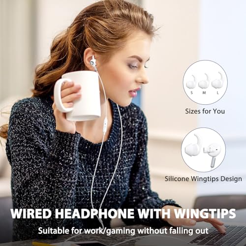 ASKUBSKU USB Headphones Earbuds with Microphone for PC 7.5 Ft Cable, White | USB A Headphones for Computer Office Meeting, Wired Headset with Mute Stereo Call Laptop Earphones for Dell/Surface - color: White