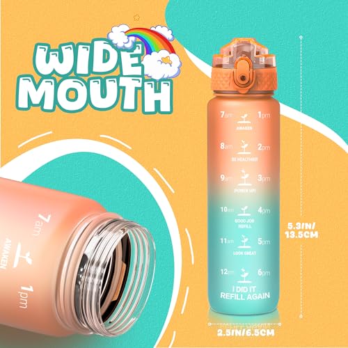 OLDLEY Kids Water Bottle for School, 17 oz (2 lids) BPA-Free Reusable Leak-proof Durable Tritan Plastic Water Bottles with Straw & Chug Lids, Anti-dust Spout Cover (Sunflower) - color: Sunflower, size: 17 Ounces