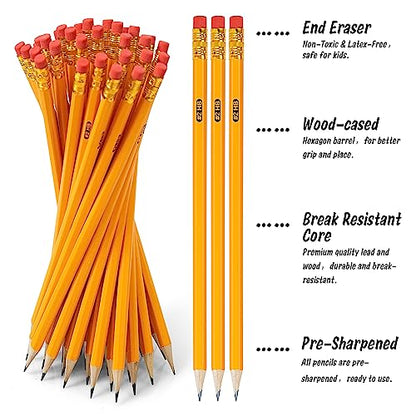 IKAYAS 800 Pack #2 HB Pencils Bulk Yellow Sharpened Pencils with Erasers for Kids, 2 Pre-sharpened pencils for classroom office Supplies, Writing, Drawing and Sketching (Wood-Cased)