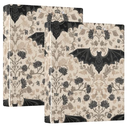 Gothic Bat Round Ring Binders Floral (7) 1.5 Inch 3 Ring Binder with Clipboard Holds 200 Sheets Office Home School - color: Multicolored 19