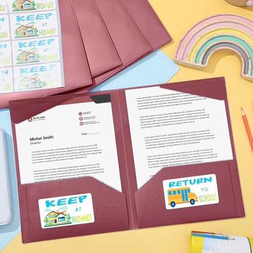 Henoyso 24 Pack Take Home Folders with 2 Pockets and Tabs, Plastic Classroom Communication Homework Folder School-to-Home with Clear Front Pocket for Students Parent Teacher Connector (Burgundy) - color: Burgundy