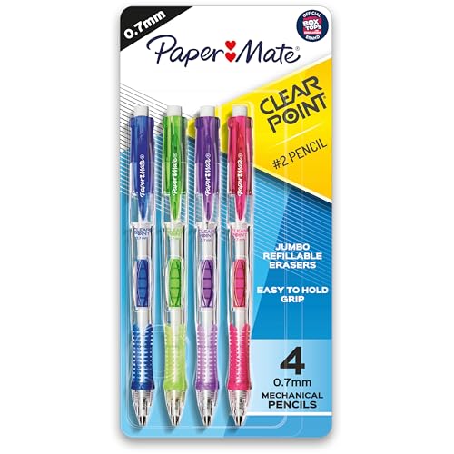 Paper Mate Clearpoint Mechanical Pencils, 0.7mm HB #2 Lead, Assorted Fashion Barrel Colors, 4 Count - Teacher Supplies, College, Note Taking - size: 4 Count (Pack of 1)