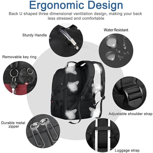 Z-MGKISS 52L Extra Large Travel Backpack for Men&Women, Fit 17.3" Laptops | LifetimeWarranty, Large Capacity, Long-Term Durability, TSA Friendly,Anti-Theft,Water Resistant,Business,College Rucksack Bag - color: Black, size: 17.3 Inch (20''x15''x10'')