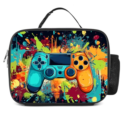 Game Lunch Box Insulated Reusable Lunch Bag Tote Cooler for Women Men Boy Girl School Work Office Picnic - color: Game