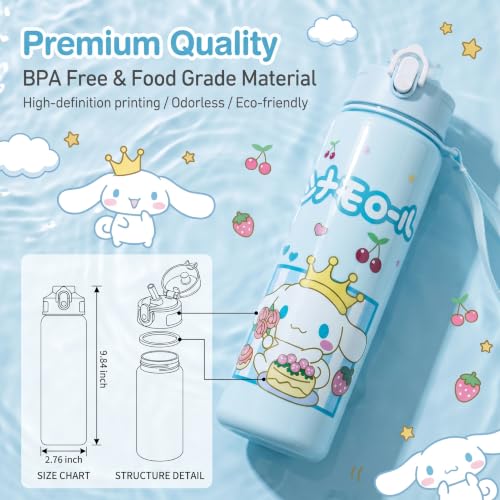 Cartoon Huntrix Water Bottle for Girls, 25oz Leak Proof with Straw Lid, Gifts for Girls (Cinnamoll) - color: Cinnamoll