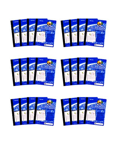 Mintra Primary Composition Notebook, 24 units 6-4 Pack, Blue Cover, 80 Sheets, 7.5in x 9.75in, 1/2 Sheet, Ruled with Drawing Area, Flexible Hardcover Journal, Grades K-2, School & Home Use - color: Primary Ruled, size: 24 units (6-4pks)