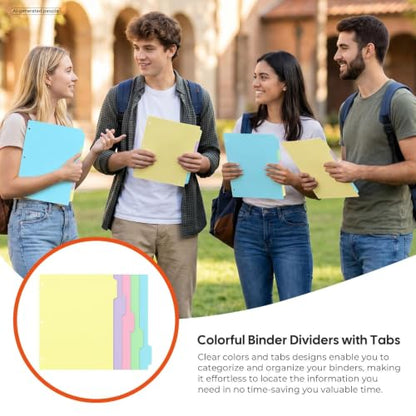 Dynta 15 Sets Binder Dividers 75 Dividers, 8.5 X 11 Paper Binder Dividers Blank with 5 Big Tabs for School, Office and Home, Colorful