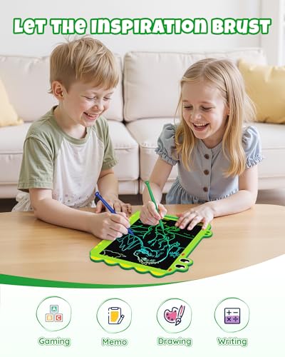 ORSEN 12 Inch LCD Doodle Board Tablet Toy - Green Dinosaur Drawing Pad for Kids 3-6 Years Old - Christmas and Birthday Gifts - color: 12inch-green