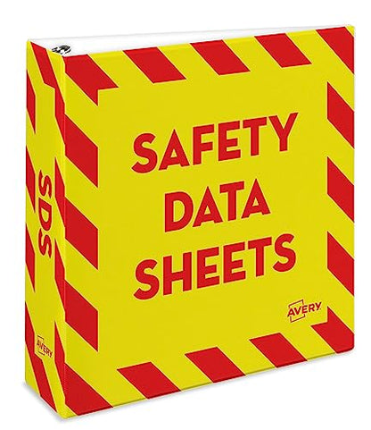 Avery Heavy-Duty Industrial SDS Binder, 3" One-Touch Rings, Yellow/Red Border (18952) - size: 3", style: Heavy-Duty
