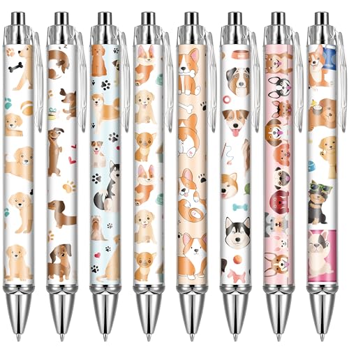Dog Ballpoint Pens Gifts - School Office Retractable Supplies 24 Pcs Cute Gifts Bulk Black Ink Smooth Fine Point Writing Pen Colorful Graduation Birthday Gift for Women Men Teacher Students - style: Dog