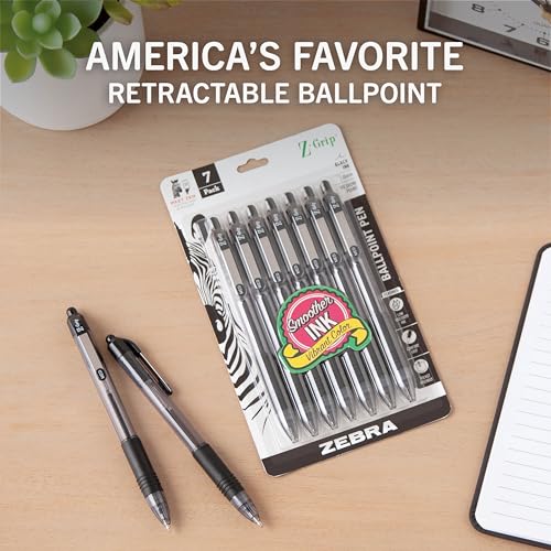Zebra Pen Z-Grip Retractable Ballpoint Pen, Black Ink, 1.0mm, 108 Bulk-Pack | Smooth Writing, Medium Point Tip, Ideal for Planners, Note-Taking, School and Office Supplies, and Everyday Writing (22108) - color: Black K