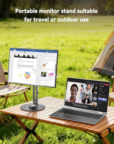 Jakeko Magnetic Portable Monitor Stand 15.6" - VESA Mount 75mm 13.3" 14.1" 15.6" 17.3" 18.5 inch Screen for Desk Adjustable Foldable 360° Swivel Tool-Free - size: Up to 18.5''