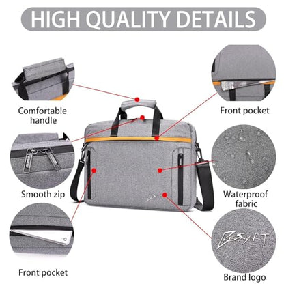 BESMART Waterproof RFID Laptop Bag fits 15.6 Inch Computer, Shoulder Business Briefcase Bag Crossbody Messenger Bags for Men - color: Grey