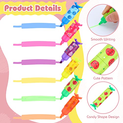 Teling 144 Pcs Mini Highlighters Bulk for Goodie Bags, 6 Colors Candy Shaped Pastel Highlighter Pens with Fruit Patterns for Party Favors, Classroom Prizes, Teacher Rewards, Birthday Gift Bag Stuffers - style: Fruit