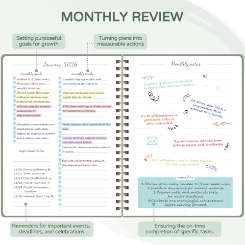 Monthly Planner 2026-2027, 2 Year Calendar 2026-2027 (Jan 2026 - Dec 2027), 7" x 10", 26-27 Monthly Calendar Planner, 24-Month Planning Book for Home School Office Supplies - color: O-Green