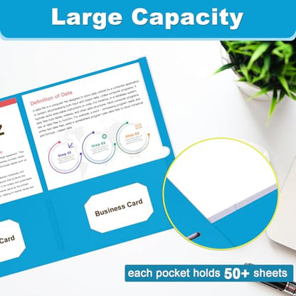 Folders with Pockets, LAYZZ 30 Pack Paper Pocket Folders, 2 Pocket File Folder Fits Letter Size Paper, for School Office and Home (Light Blue) - color: Light Blue