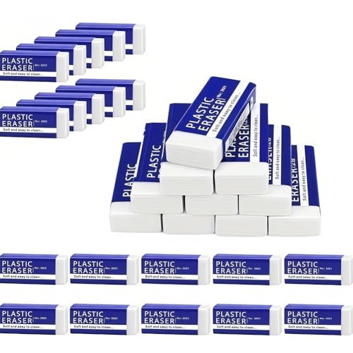 25 Pack Pencil Erasers, Small Plastic Vinyl Erasers for School Office