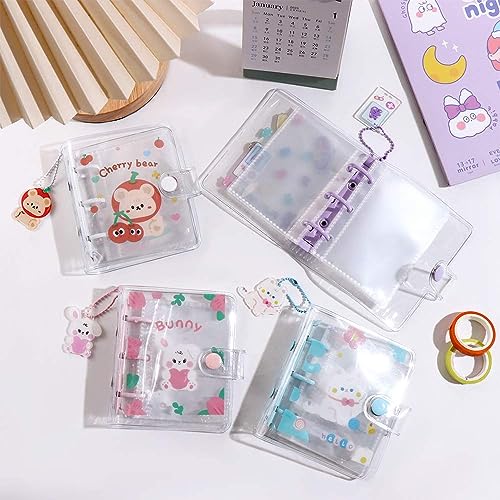 Leadigol Mini Photo Album Cover, 3 Ring Photocard Holder Book 1 Pc Binder Notebook Cover with 2 Pcs Loose Leaf Binder Ring Notebook Cove for Women Girl(Purple) - color: Purple