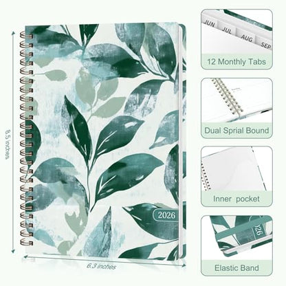 2026 Planner, Weekly and Monthly Calendar Planner Agenda, Jan 2026 - Dec 2026, Planning Academic Book, Office Desk Accessories and School Supplies - A5 (6.3'' x 8.5'') - color: C-Leaf