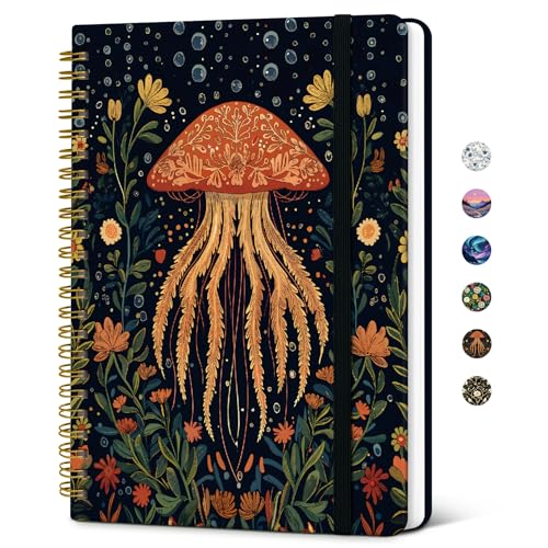 Taja Lined Spiral Journal Notebook for Women, Pretty College Ruled Notebook for Work & Note Taking, A5 Hardcover Journal for Writing, Cute Aesthetic 140 Pages, Golden Jelly - color: R-Golden Jelly