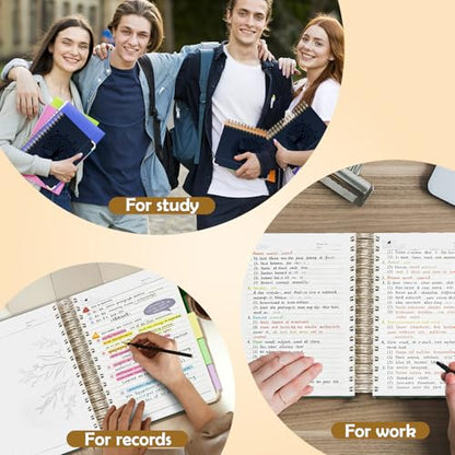 QIYVLOS Hardcover Spiral Notebook, B5 Journal with Removable Dividers Tabs, 5 Subject Notebook College Ruled, 320 Pages 8"x10" Leather Notebooks for Work School Study, Lined Journal for Women, Navy - color: B5/Navy