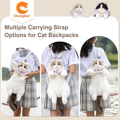 Chongker Cat Shaped Backpack - Handcrafted Stuffed Animals Plush Bag with Adjustable Shoulder, Crossbody, and Handbag Straps (Ragdoll Bag) - style: Ragdoll Bag