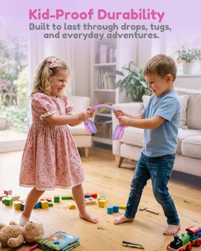 Acer Kids Bluetooth Headphones, Over Ear Headphone for Kids with Mic, 75H Playtime, 85dBA Safe Volume, Bluetooth 6.0, USB C Fast Charging, Toddler Headphones for iPad/Tablet/Travel/School-Pink | 75H Playtime, Bluetooth 6.0, 3.5mm Jack Aux Cord, 85dBA Safe