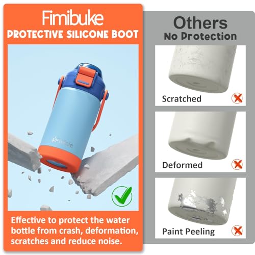 Fimibuke Kids Insulated Water Bottle with Pop-Open Straw & Spout 2-in-1 Lid, 14oz Leak Proof 18/8 Stainless Steel Vacuum Tumbler, BPA-Free Kids Cup For Travel School Girls Boys Toddler 2 Packs - color: A4.Dinosaur+Monster Car, size: 14 Ounces