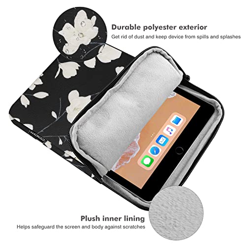 MoKo 9-11 Inch Tablet Sleeve Bag Carrying Case Fits New 11inch iPad Air M4, iPad A16 2025, iPad Pro 11 M4, Air 5/4/3, iPad 10/9/8th Gen, Tab S8/S9 11", Tablet Carrying Case, Magnolia - color: Black & White Magnolia, size: 9-11 inch