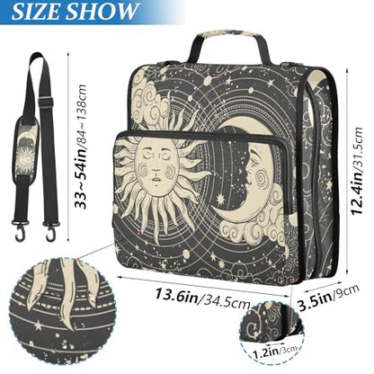 Tarot Celestial Bohemian Binder Bag 3 Ring Zipper with Handle Shoulder Strap - color: Boho