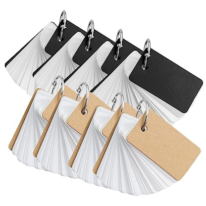 Artibetter 8Pcs Blank Flashcards Binder Rings Simple Style Memo Cards for Students Portable Note Cards for English Vocabulary Learning