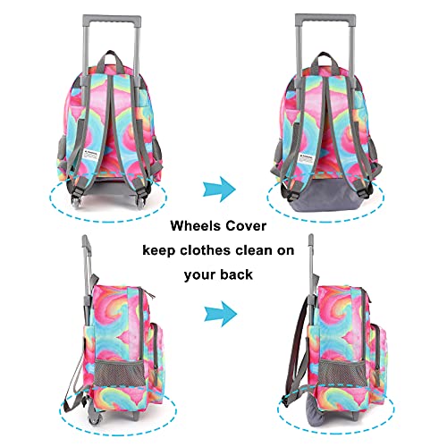 Tilami Rolling Backpack 18 inch Double Handle Wheeled Laptop Boys Girls Travel School Children Luggage Toddler Trip (Starlight) - color: Starlight Black