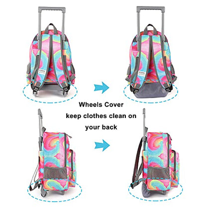 Tilami Rolling Backpack 18 inch Double Handle Wheeled Laptop Boys Girls Travel School Children Luggage Toddler Trip (Starlight) - color: Starlight Black