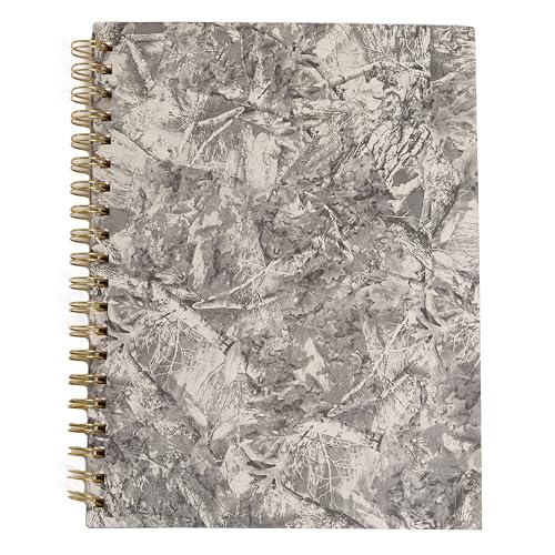 Pearhead Camo Spiral Notebook, Hardcover Journal for Women – 100 GSM Thick Lined Pages, Gold Foil Back Cover, Lay Flat Double-Coil Binding, Tear-Away Perforations, Nature Lover Camoflauge Dark Academia Cottagecore Gift, 8x10.5 - color: Green Camo Spiral N