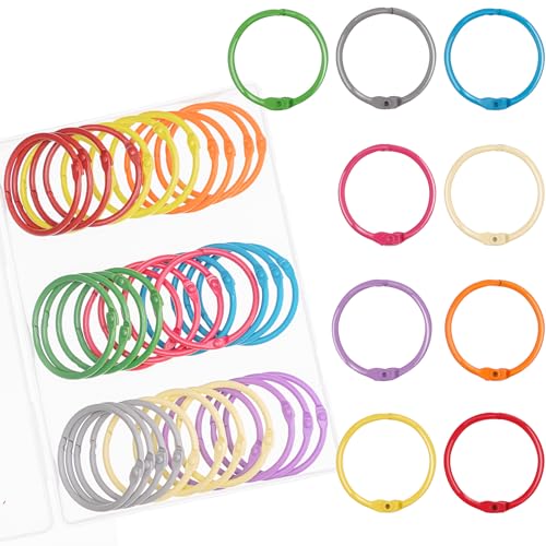 Antner 36PCS Metallic Loose Leaf Binder Rings 1 4/5" Colorful Book Rings, Metal Steel Loose Leaf Rings Keychain Key Rings Index Cards Rings Paper Rings for School Office, 9 Colors - size: 1.8 Inch (45mm)