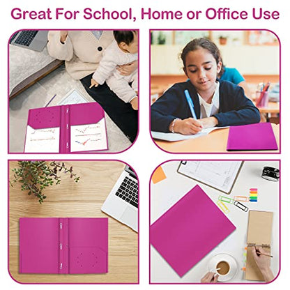 ViVin 12 Pack Plastic Folders with Pockets and Prongs, Heavy Duty 2 Pocket Folders with 3-Prong Fasteners, Poly File Holds 8-1/2" x 11" Paper for School Office Home (Purple) - color: Purple, size: 12 PACK