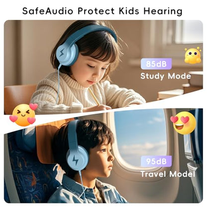 Candy Bila Kids Headphones, Wired Headphones for Kids Over Ear with Microphone, 85/94dB Volume Headphone for Girls Boys, Foldable Headphone for Learning & Entertainment, Gradient Green - color: Gradient Green